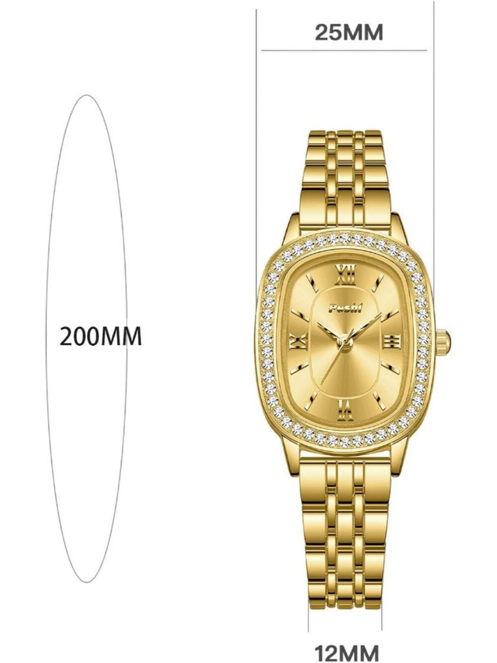 Women's Gold Waterproof Dainty Diamond Oval Analog Luxury Fashion Wrist Watches - Picture 4 of 4
